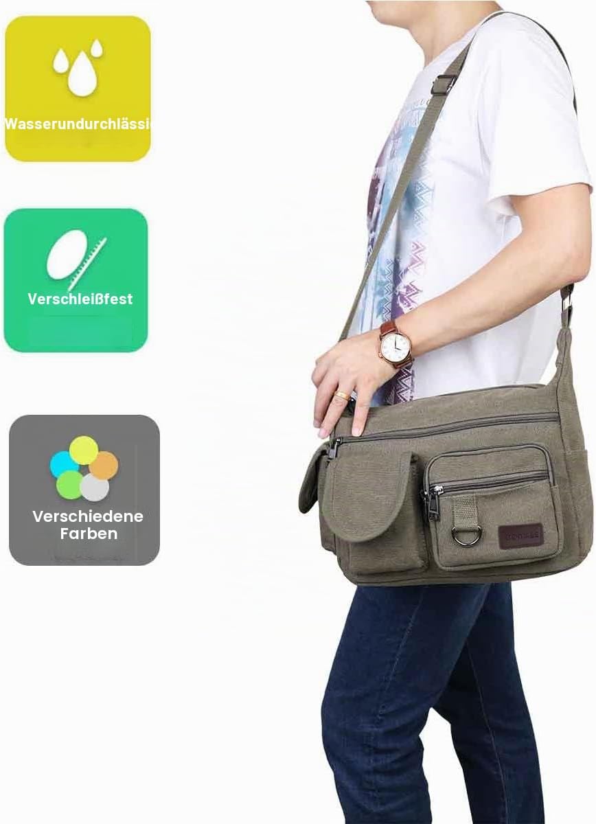 Wasserdicht Canvas Crossbody Tasche Umhängetasche Satchel Schulter Sling Arbeitstasche Bookbag für M
