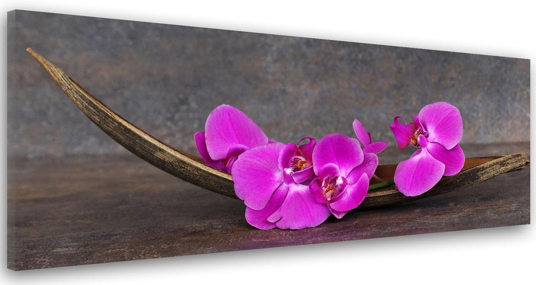 Feeby Frames, Leinwandbild, Bilder, Wand Bild, Wandbilder, Kunstdruck 60x150cm, BLUME, ORCHIDEE, ZEN