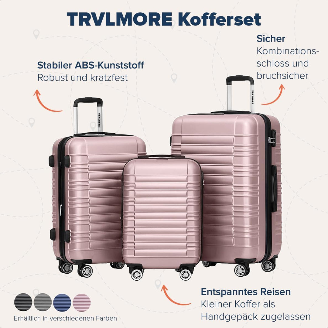 TRVLMORE Koffer & Trolleys - Koffer Set - Kofferset 3 Teilig Hartschale, Gepäck-Sets, Hartschalenkof
