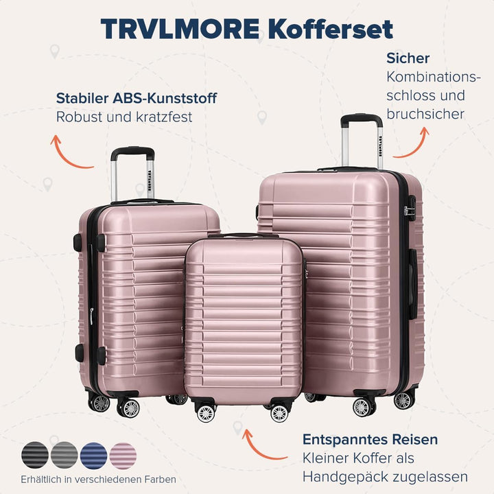TRVLMORE Koffer & Trolleys - Koffer Set - Kofferset 3 Teilig Hartschale, Gepäck-Sets, Hartschalenkof