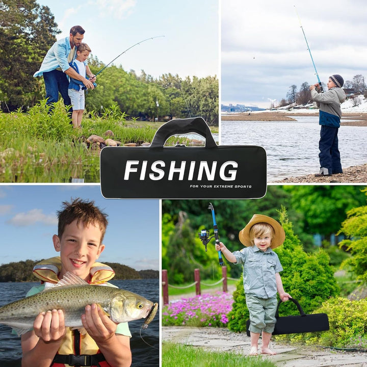 Kinder-Angelset – Teleskopstange & Walzen-Kombi-Kit für Jungen/Mädchen | Komplett-Fishing-Tools mit