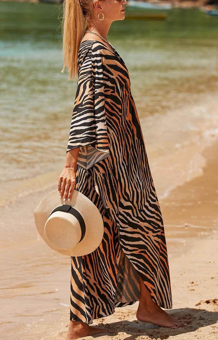 Orshoy Damen Strandkleid Maxi Kaftan Lang Bikini Cover Up Sommekleid Maxi Kleid Freizeitkleid Nachtw