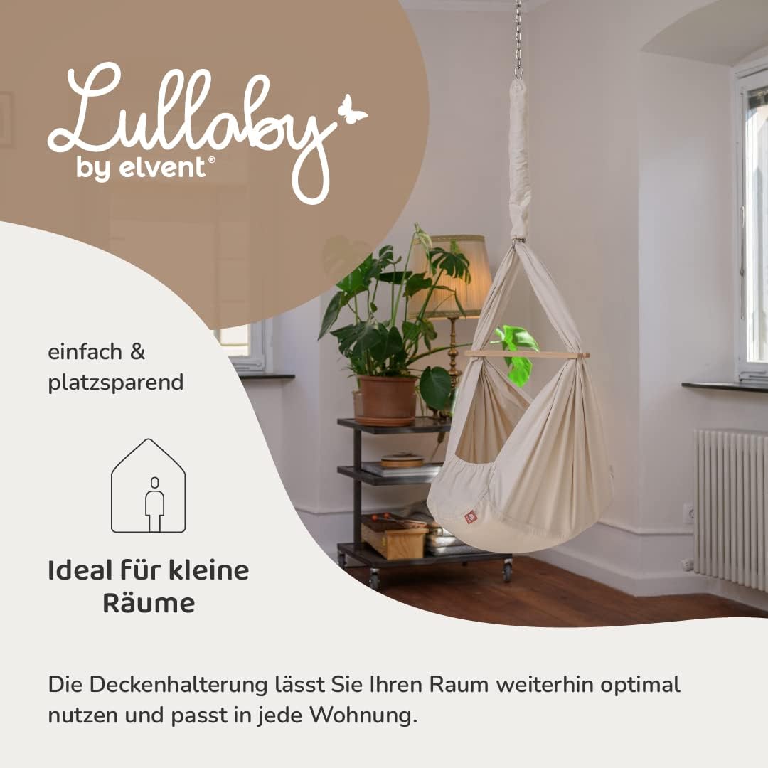 Lullaby Federwiege Set mit Matratze, 100% Baumwolle, Made in Germany (Baby Hängewiege mit Deckenbefe