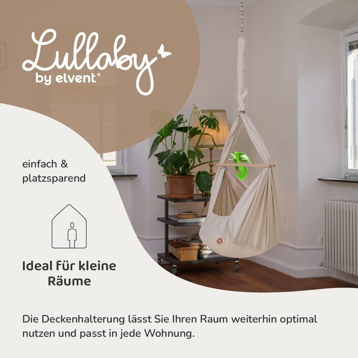 Lullaby Federwiege Set mit Matratze, 100% Baumwolle, Made in Germany (Baby Hängewiege mit Deckenbefe