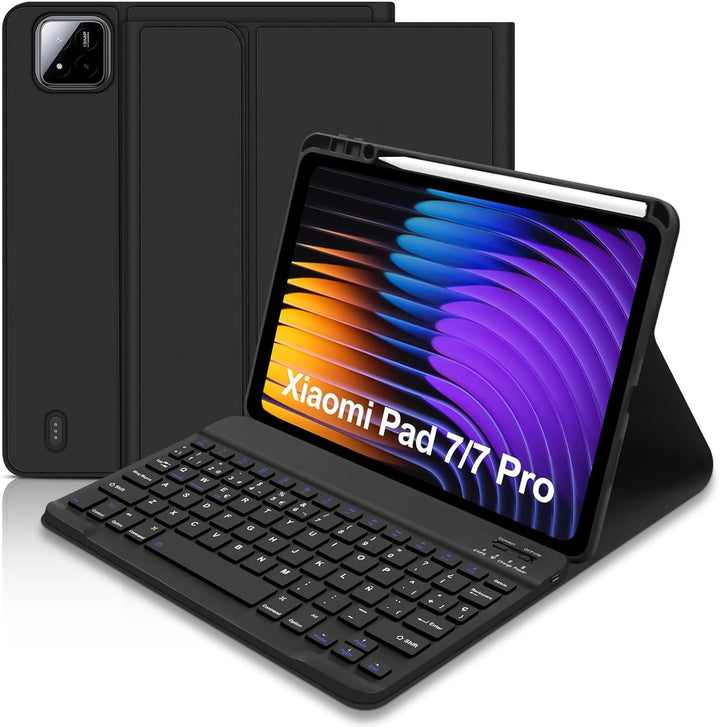 Lielax Schutzhülle mit Tastatur für Xiaomi Pad 7 / Pad 7 Pro 27,9 cm (11,2 Zoll) 2025, Xiaomi Pad 7/