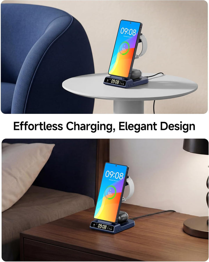Induktive Ladestation für Samsung S25 Ultra, 3 in 1 Kabelloses Ladestation für Galaxy S25/S24/S23/Z