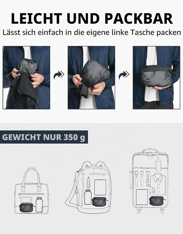 Pioneer Camp Herren Regenjacke Wasserdicht Atmungsaktiv Leichte Winddicht Windbreaker Packbare Outdo