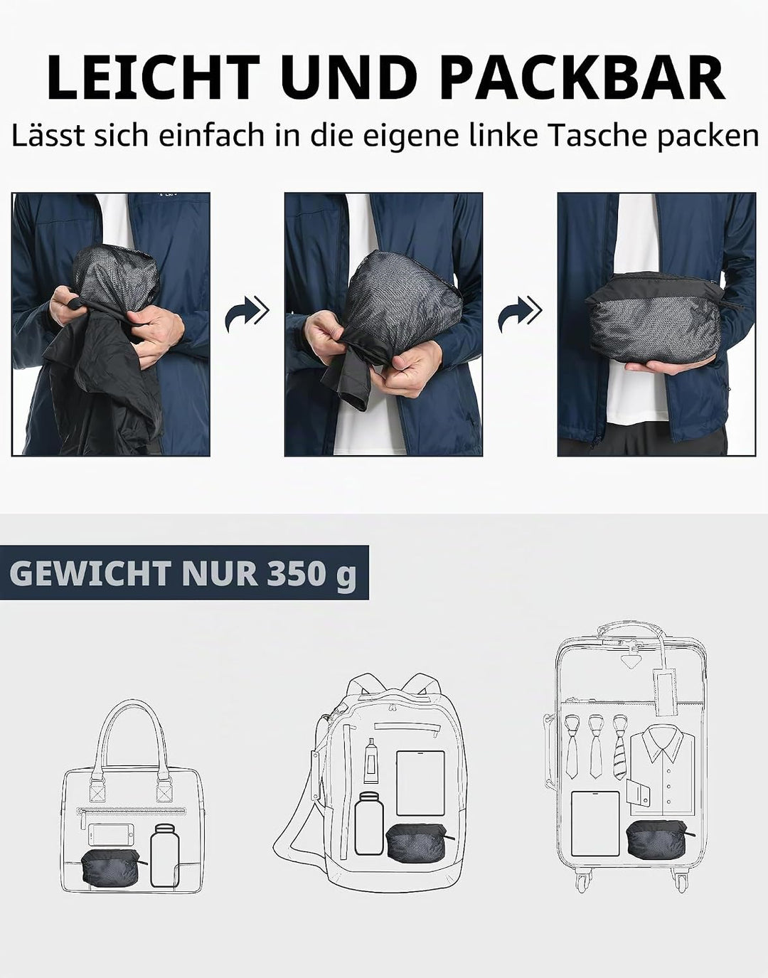 Pioneer Camp Herren Regenjacke Wasserdicht Atmungsaktiv Leichte Winddicht Windbreaker Packbare Outdo
