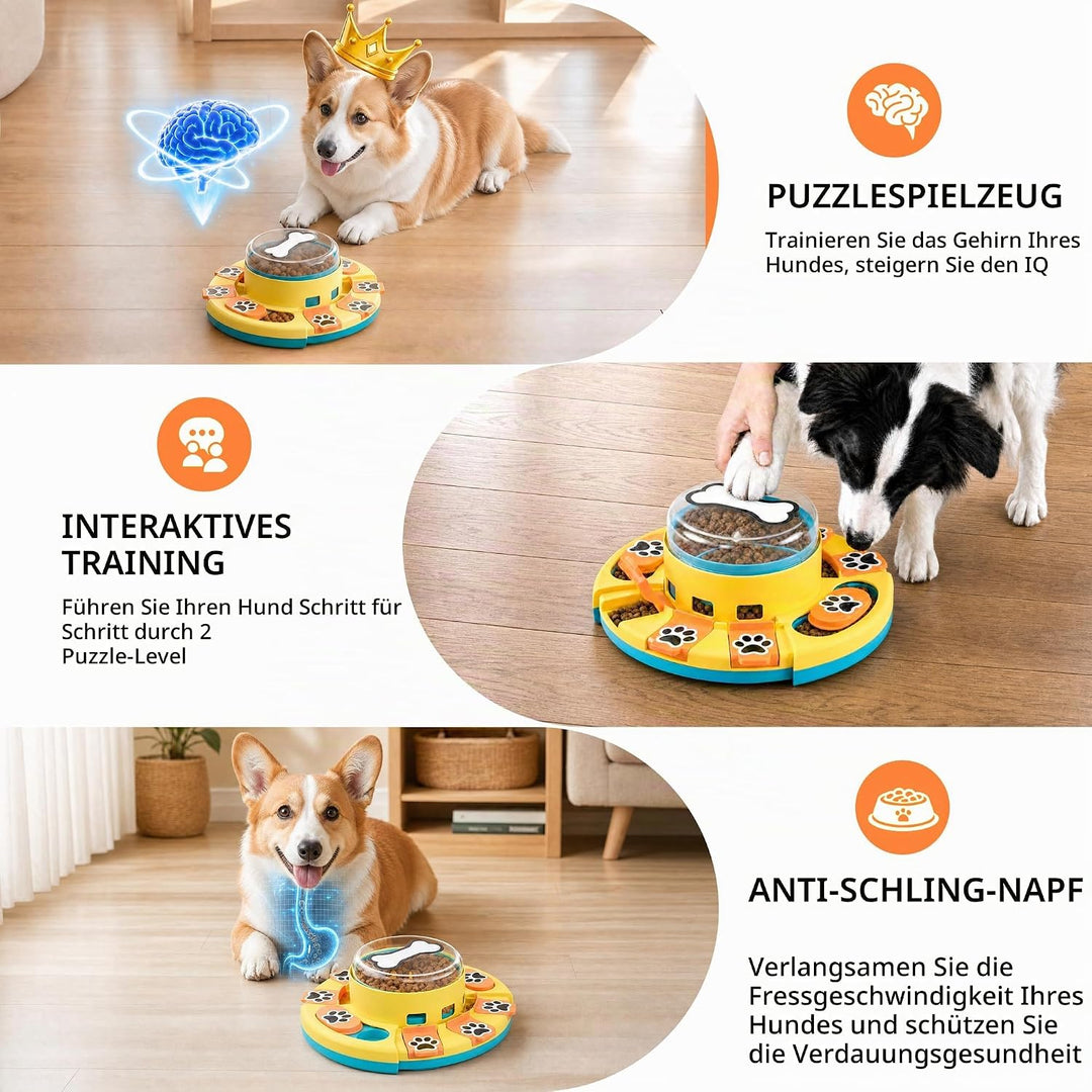 Hundepuzzle-Spielzeug, 2 Ebenen, Slow Feeder, Futterspender für Leckerlis, IQ-Training und Unterhalt