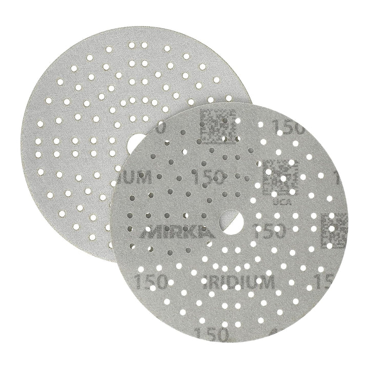 Mirka Iridium Premium-Schleifpapier Ø 150mm Klett 121-Loch, Korn 150, 100 Stk / Zum Schleifen von La