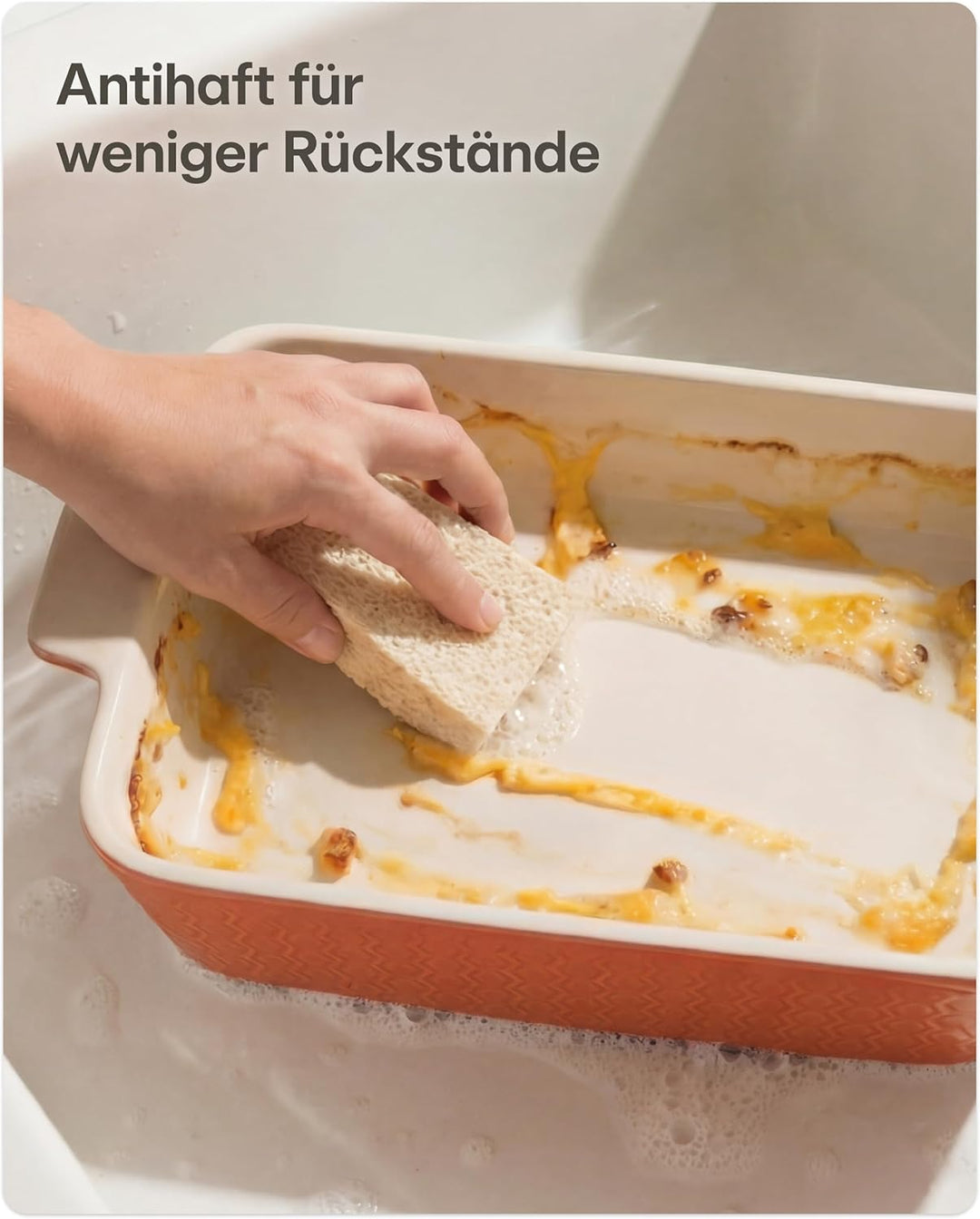 Auflaufform Gross aus Keramik - Extra Hoher Rand - Für Lasagne, Tiramisu & Auflauf - Eckig - Rot, Ro