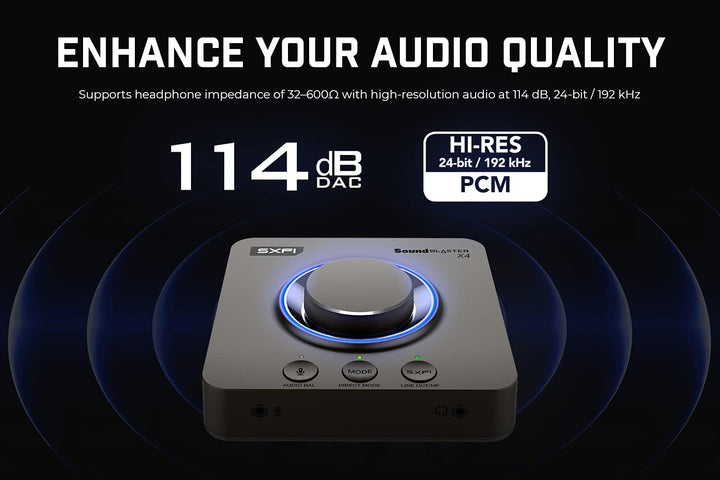 Creative Sound Blaster X4 Hi-Res 24 Bit/192 kHz externer USB-DAC und Amp-Soundkarte, Mehrkanal, 7.1