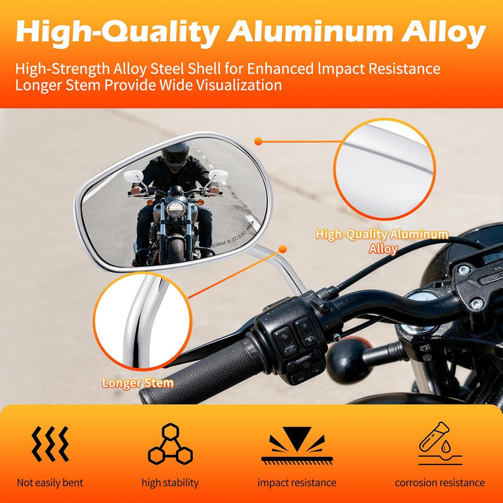 M8 10mm Chrom Motorrad Rückspiegel Seitenspiegel Rückspiegel Für Fatboy Softail Sportster 883 Eisen