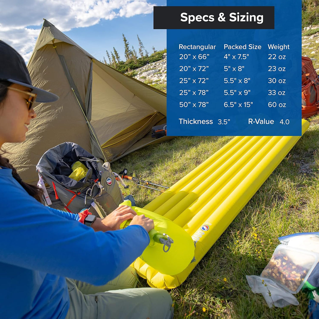 BIG AGNES Divide Insulated | Leichte, kompakte, 3-Jahreszeiten-Luftkammer-Isomatte, regulär, warmes