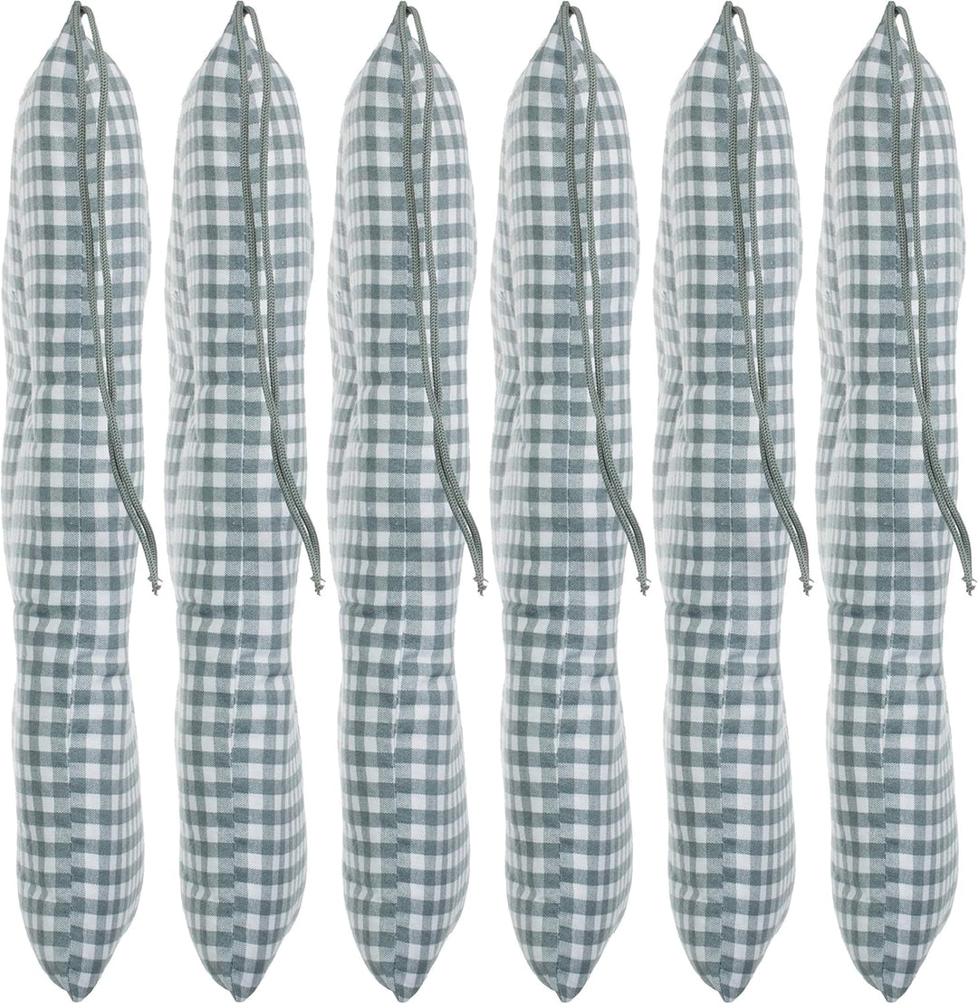 Brandsseller 6er-Set Sitzkissen 40x40x5 cm kariert Stuhlkissen mit 4-Punkt-Steppung &amp; Kordelbändern