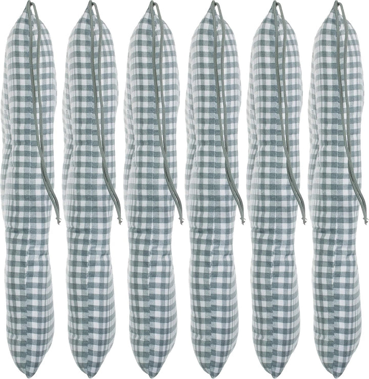 Brandsseller 6er-Set Sitzkissen 40x40x5 cm kariert Stuhlkissen mit 4-Punkt-Steppung &amp; Kordelbändern