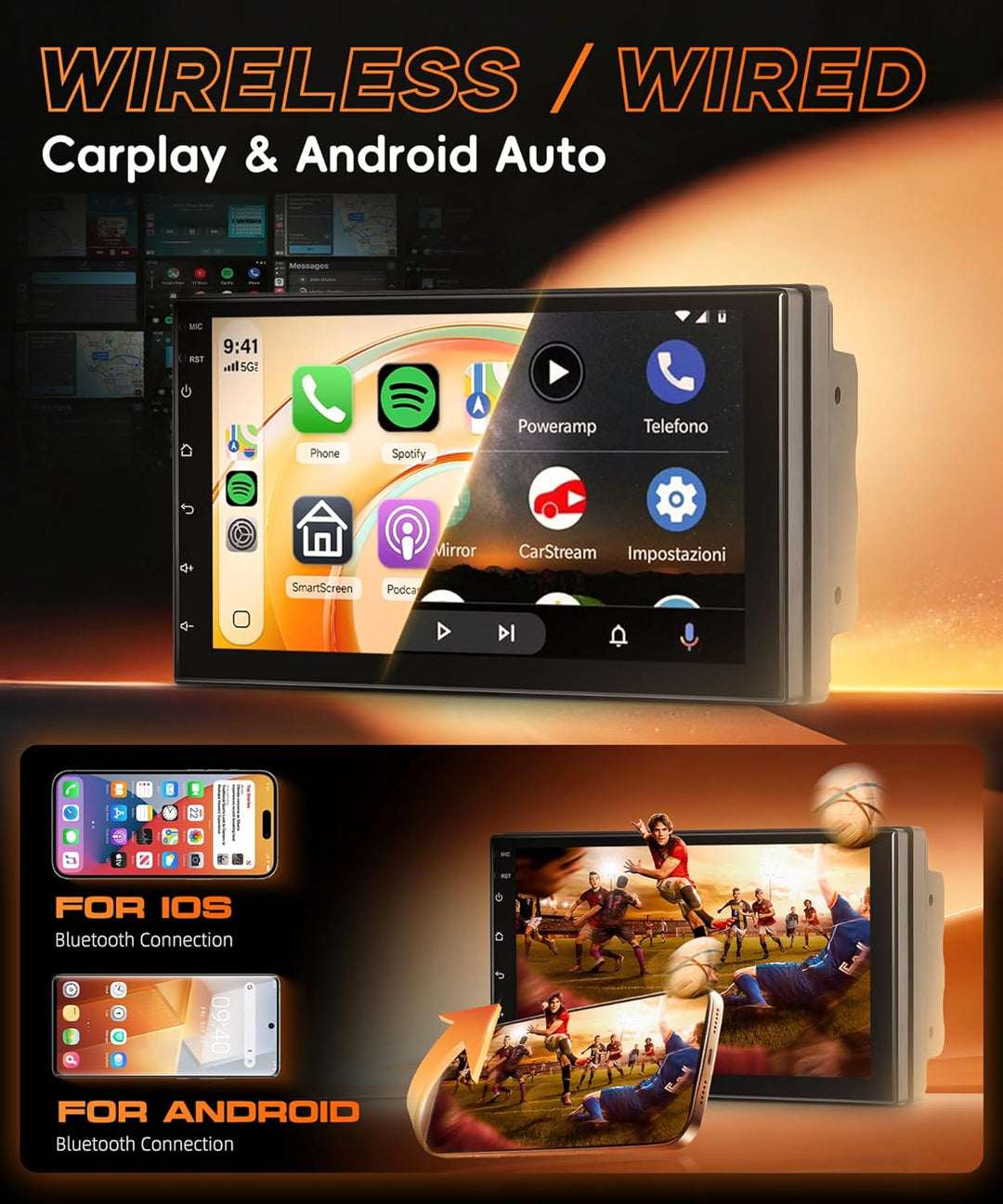 Rimoody 4G+64G Android Autoradio für Toyota Yaris/Vitz/Platz 2005-2011 mit Wireless Carplay Android