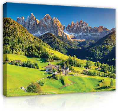 Bilder Berge Alpen Landschaft Grün Natur 80x60 cm Modern Canvas Leinwandbild XXL Schlafzimmer Wohnzi
