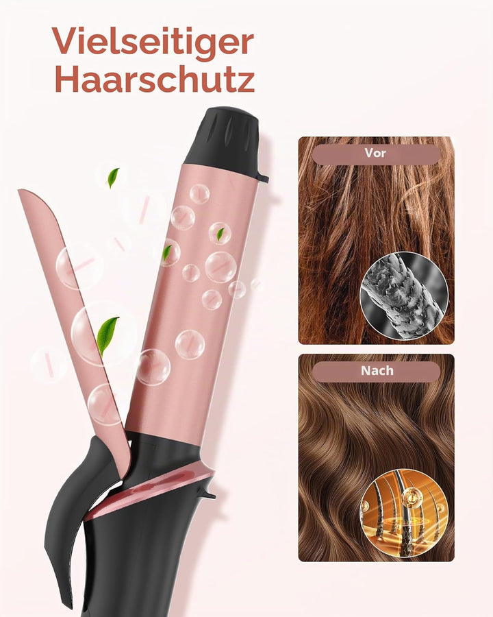 UKLISS Mini Lockenstab für Kurze Haare, 25mm Reise Lockenstab Kleine Locken, LCD Display 120-200℃, m
