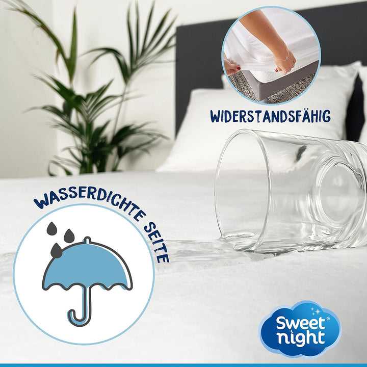 SWEET NIGHT Sweetnight Matratzenschoner 90x190 cm | Baumwollschnalle | Wasserdichter und saugfähiger