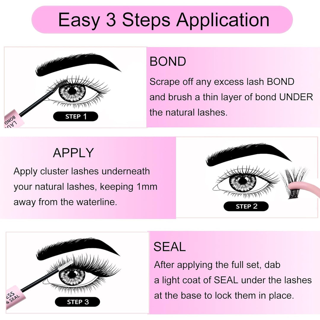 Lash Extension Set 300 Pcs Wimpern Extensions Set Bond and Seal Lash Glue Wimpernbürste Klebereste E