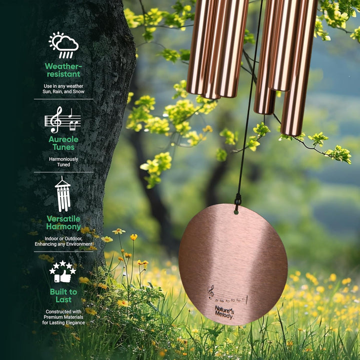 Nature's Melody Aureole Tunes Windspiel – Outdoor-Windspiel mit 6 Röhren, in B-Pentatonik gestimmt,