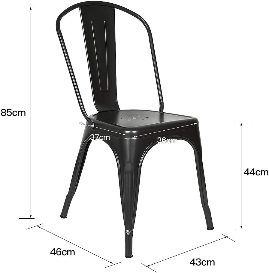 YJIIJY 4er Set Metall Esszimmerstuhl Stapelbarer Stuhl im Industriestil für Bar/Kaffee/Restaurant (s