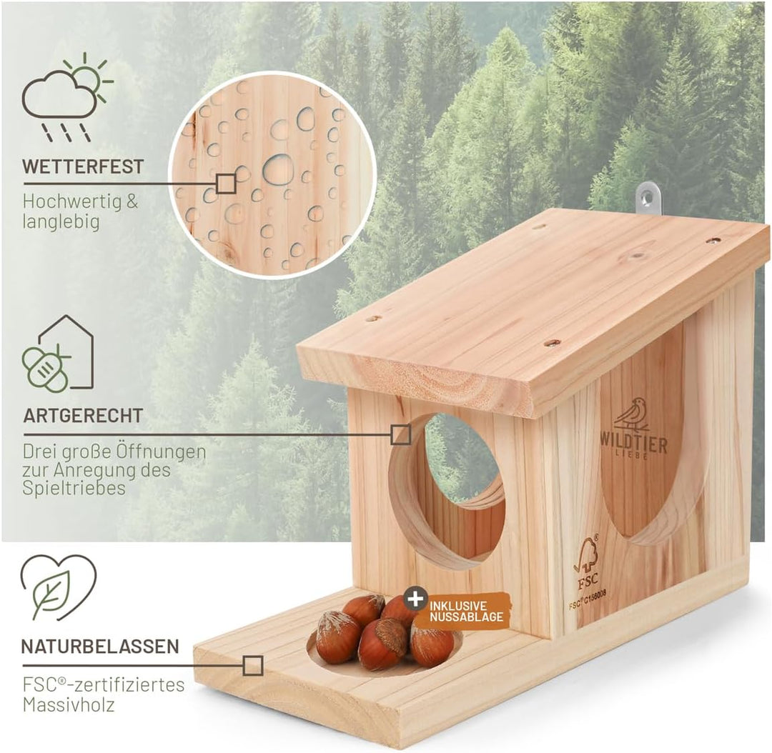 wildtier liebe Eichhörnchen Futterhaus - Spielhaus wetterfest I aus verschraubtem Massiv-Holz Futter