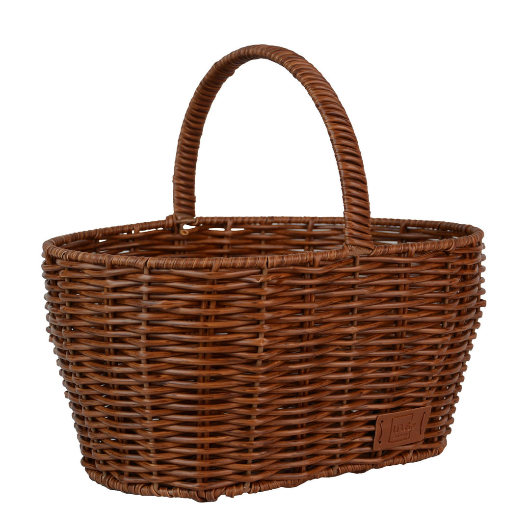 UNUS Einkaufskorb in Rattan-Optik, Langlebig und Wetterfest, ideal für Einkäufe, Picknick und Aufbew