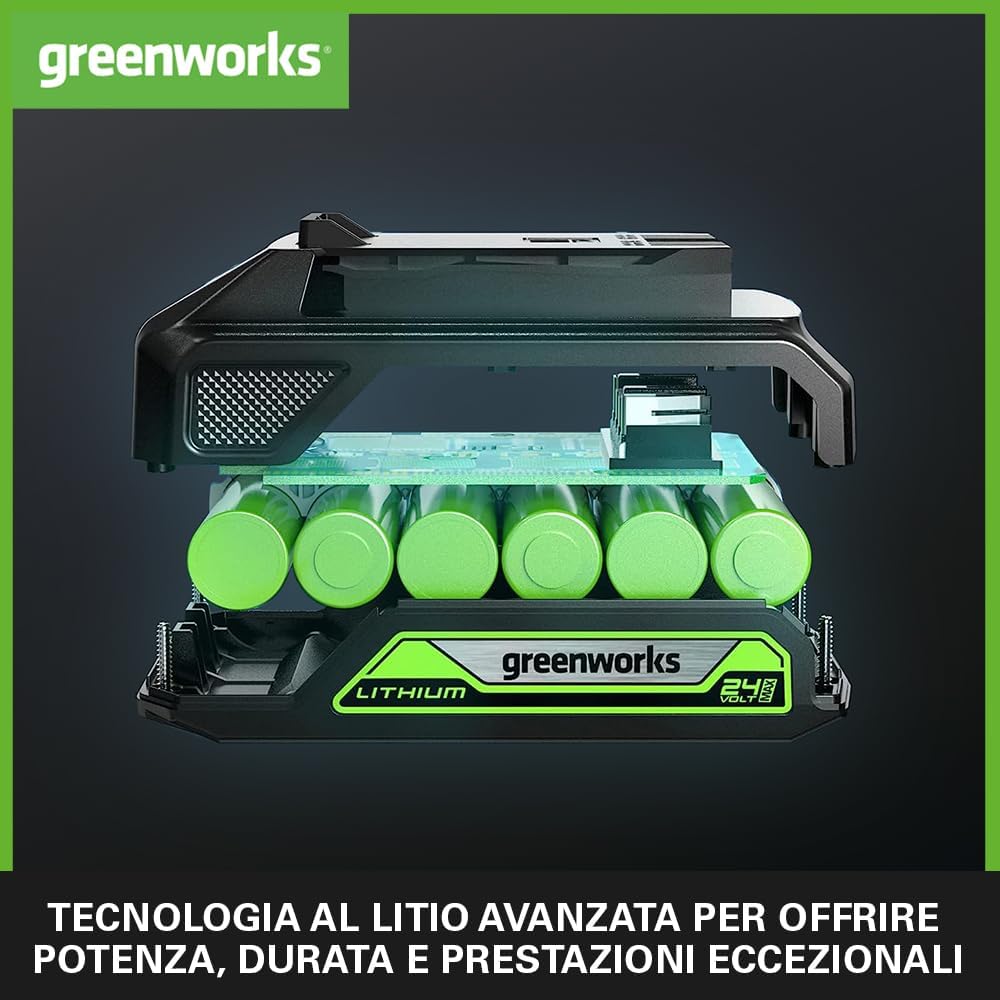 Greenworks 24V Akku - Original Greenworks 2Ah Leistungsstarker Lithium-Ionen Akku, leichtes Design m