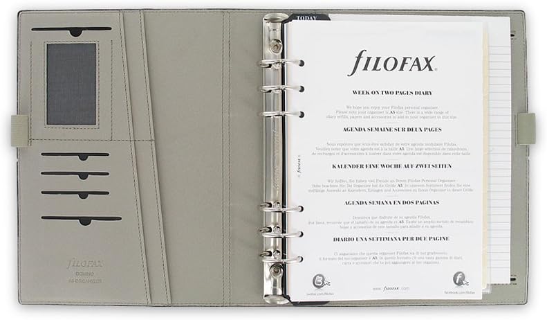 Filofax Domino Persönlicher Organiser Gummibandverschluss nachfüllbar A5, Schwarz schwarz Single, sc