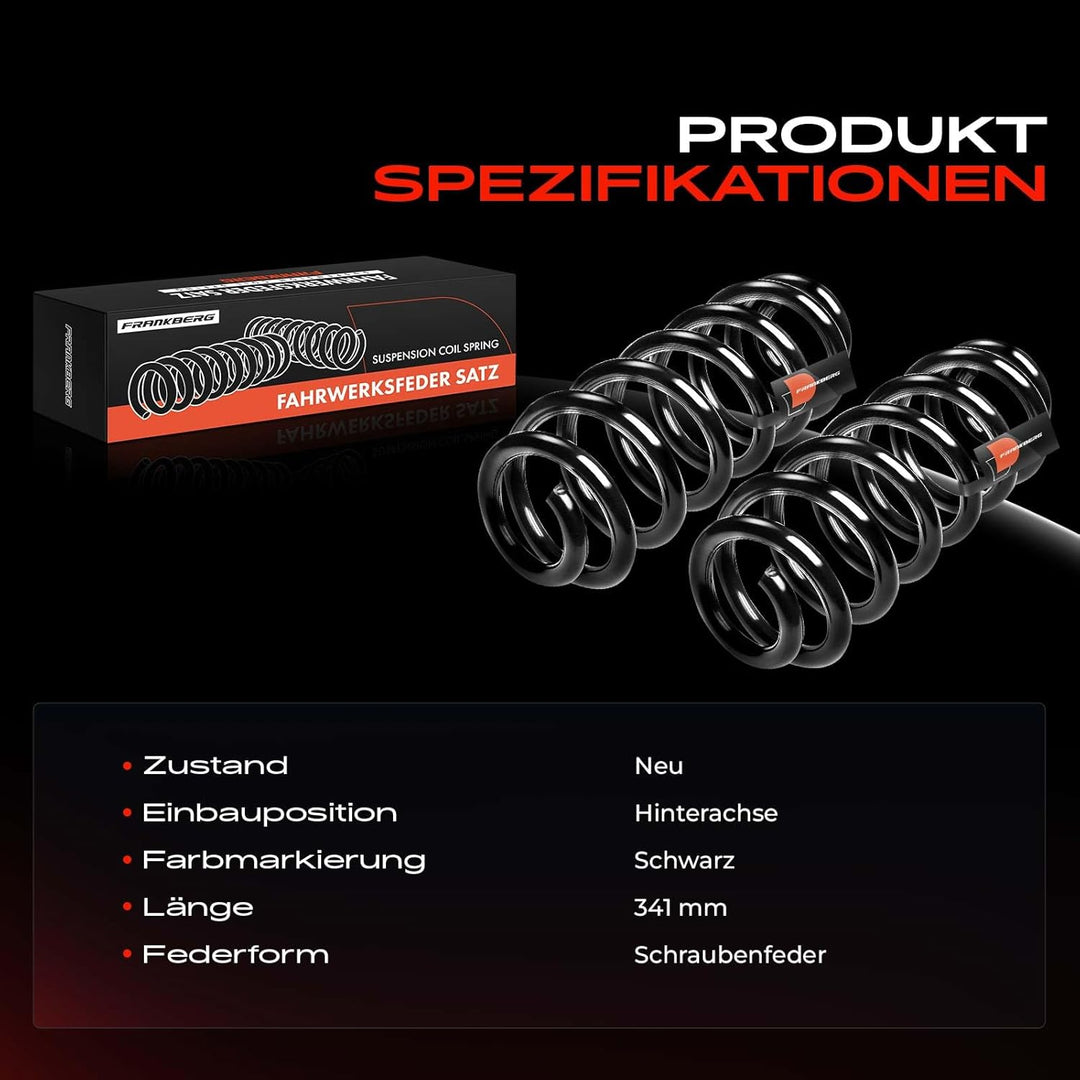Frankberg 2x Federn Fahrwerksfeder Hinterachse Kompatibel mit A,l,h,a,m,b,r,a 710 711 2010-2015 S,h,