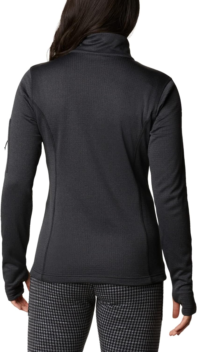 Columbia Damen Park View Half-Zip Grid Fleecejacke mit halbem Reissverschluss Black Heather XL, Blac