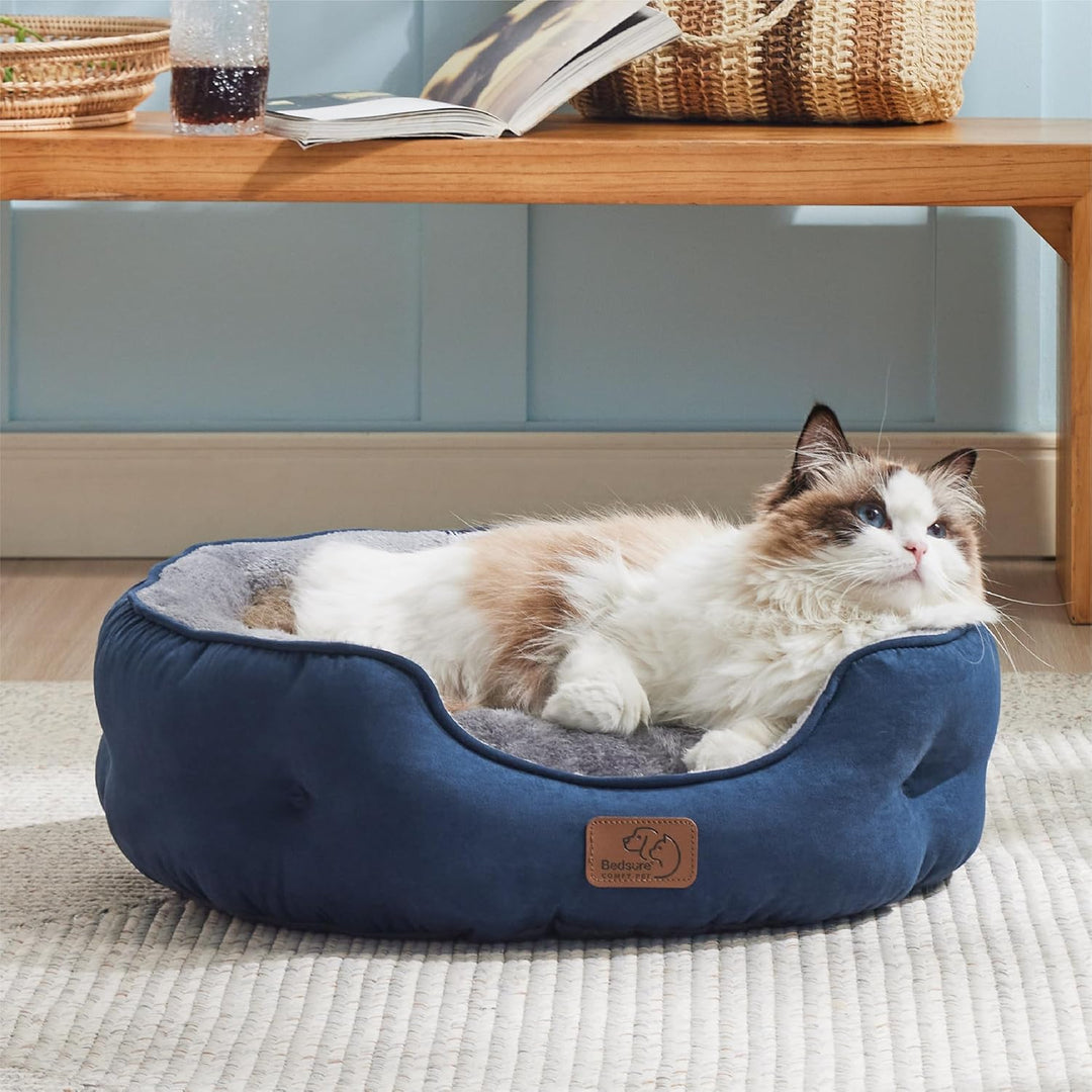 BEDSURE Katzenbett waschbar Katzen Bettchen - 51x48x15cm Katzenbett mit zweiseitig Innenkissen Katze