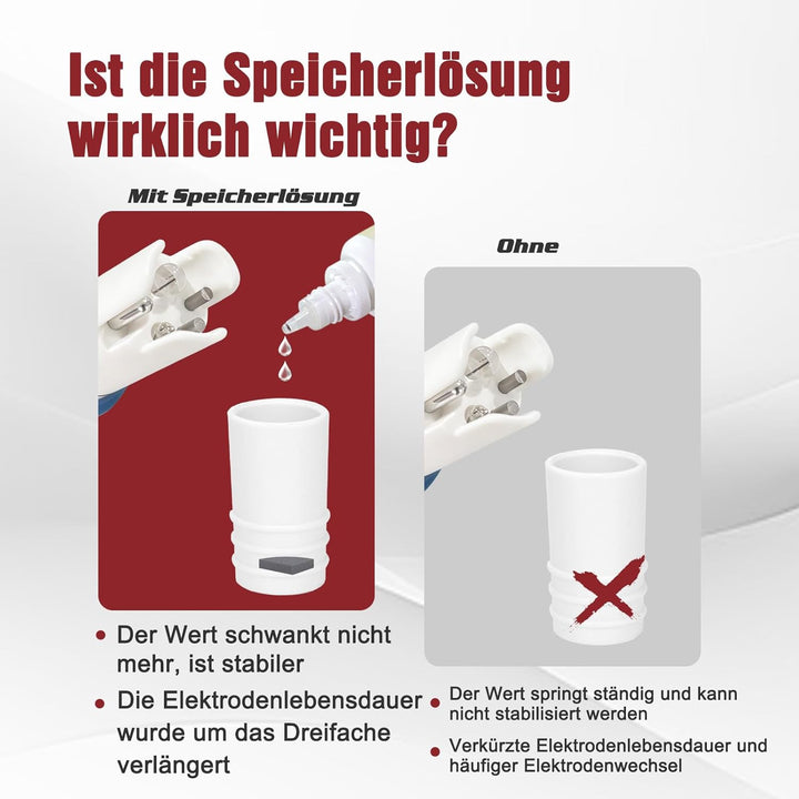 pH-Elektroden-Aufbewahrungslösung, 4er-Pack à 30 ml pH-Sondenlösung für pH-Meter und Redox-Meter, 3