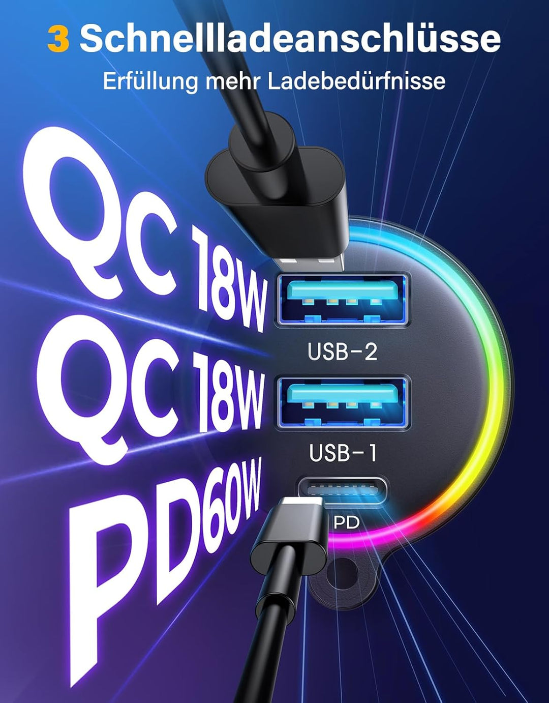 JOYROOM Bluetooth 5.3 Adapter Auto,【Bass Boosted & Hi-Fi Stereo】Musik FM Transmitter ,【30W PD & Dual