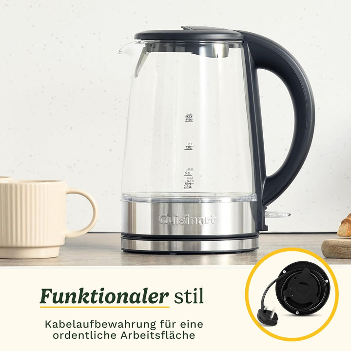 Cuisinart 1,7L Glas-Wasserkocher mit variabler Temperaturregelung | 3KW Schnellkochfunktion | Cool-T