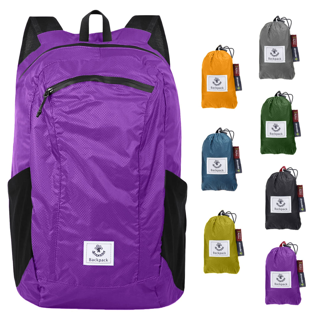 4Monster Faltbarer Rucksack Ultra Leicht, Unisex Tagesrucksack Outdoor, Wasserdichter Wanderrucksack