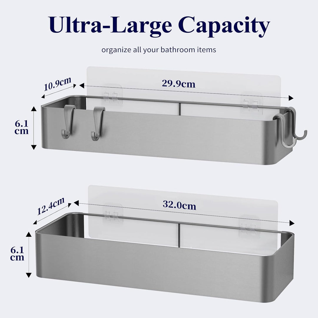 Kitsure Duschablage ohne Bohren - 2 Stück rostfreie Badezimmer Organizer, schnell trocknende Badrega