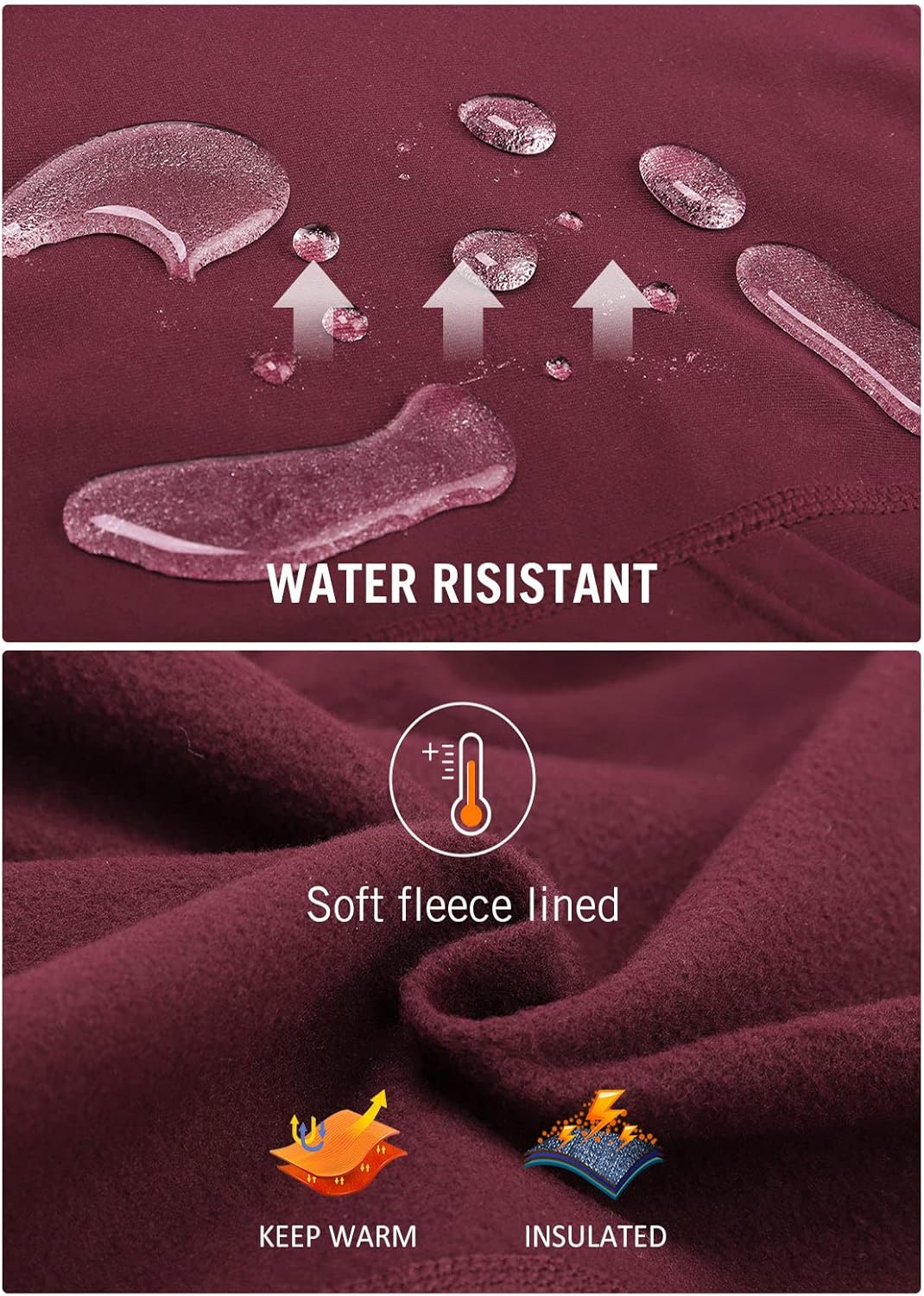 baleaf Thermoleggings Winter Damen Fahrradhose Lang mit Reissverschluss Warm Gefüttert Jogginghose R