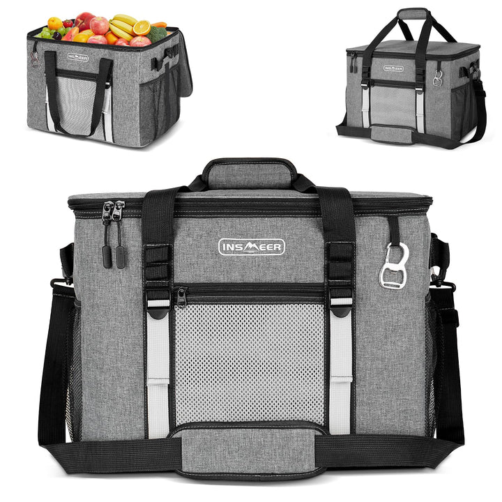 INSMEER Kühltasche Gross 50 l, Kühltaschen Faltbar für 80 Dosen, Faltbare/Auslaufsicher mit Öffner,