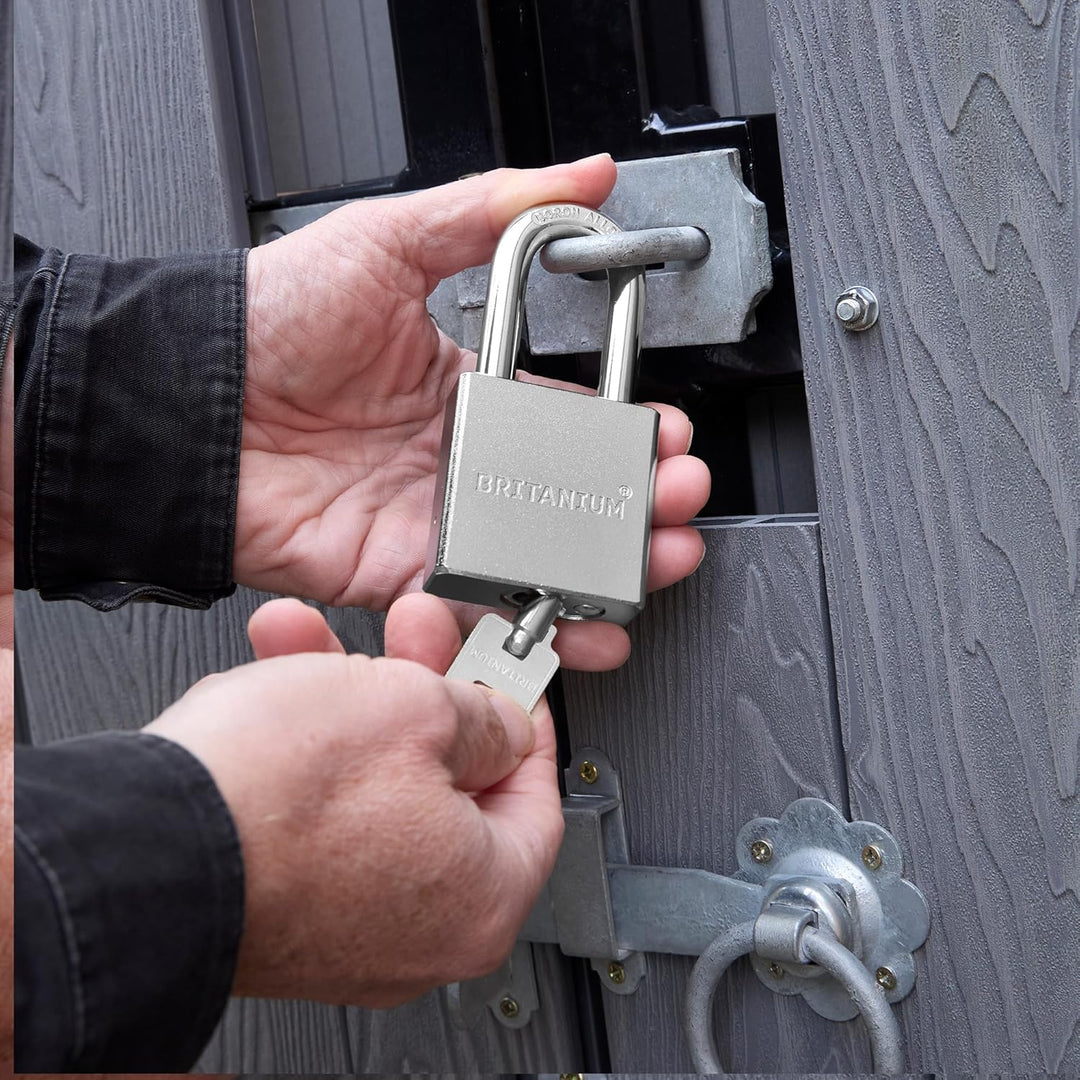 Britanium® SFE60 High Security Vorhängeschloss – Sicherheitsschloss aus verchromtem Stahl mit Boron-