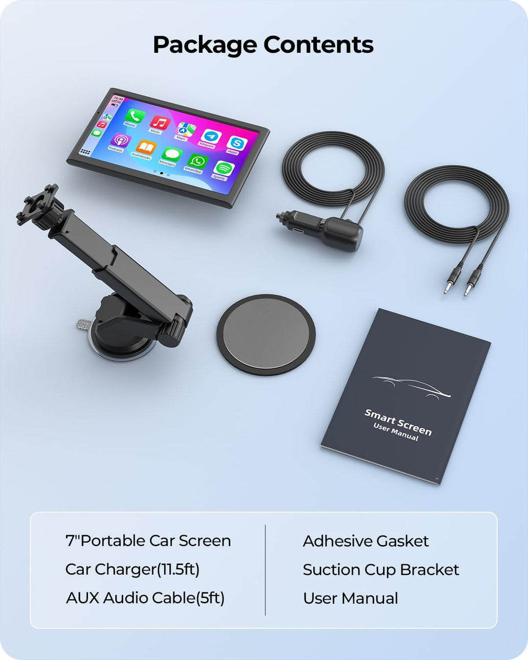 7” tragbarer CarPlay Display für Autos, 60FPS Car Play für Apple CarPlay &amp; Android Auto, Auto Displa