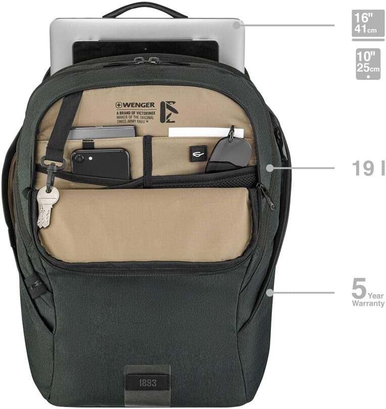 WENGER MX ECO Light Laptop-Rucksack mit Tabletfach, Notebook bis 16 Zoll, Tablet bis 10 Zoll, Organi