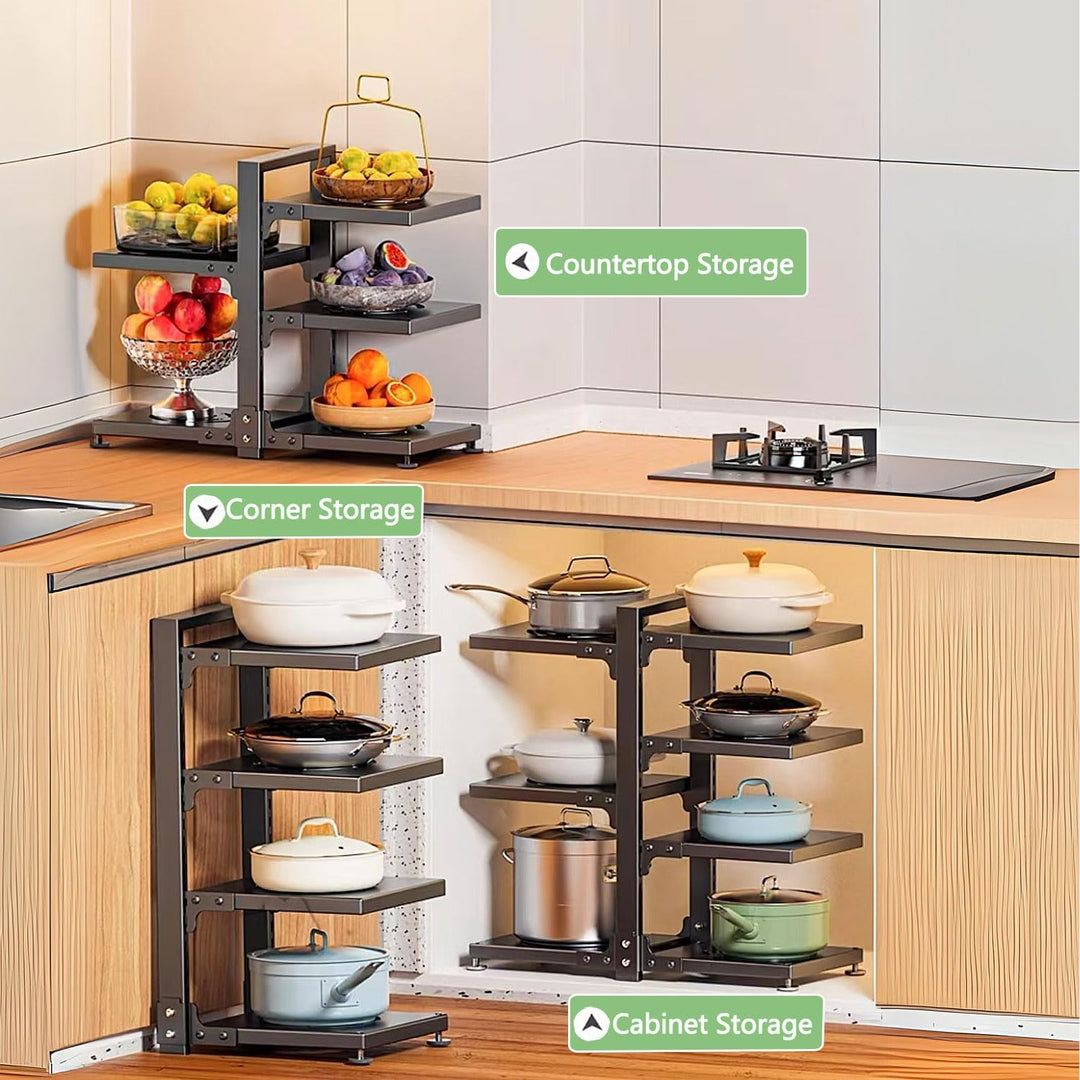 devesanter Topf Organizer, mit 7 verstellbaren Fächern,Kitchen Cabinet, Heavy Duty Pfanne Rack unter