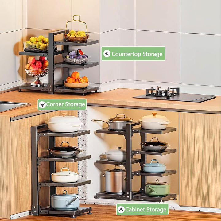 devesanter Topf Organizer, mit 7 verstellbaren Fächern,Kitchen Cabinet, Heavy Duty Pfanne Rack unter