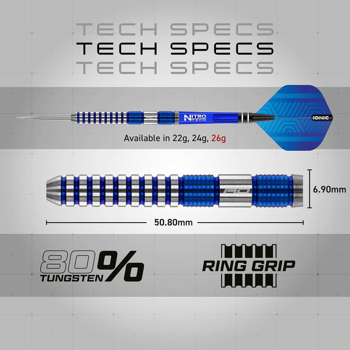 RED DRAGON Polaris Wolfram Professional Darts Set mit Flights and Nitrotech Shafts (Stems) 26.0 Gram