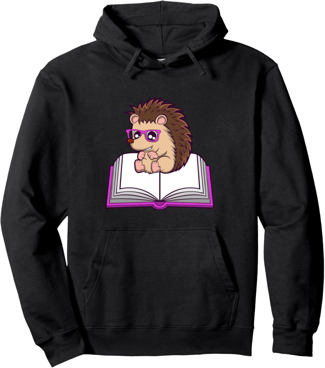 Funny Hedgehog Book Club Leseliteratur Pullover Hoodie