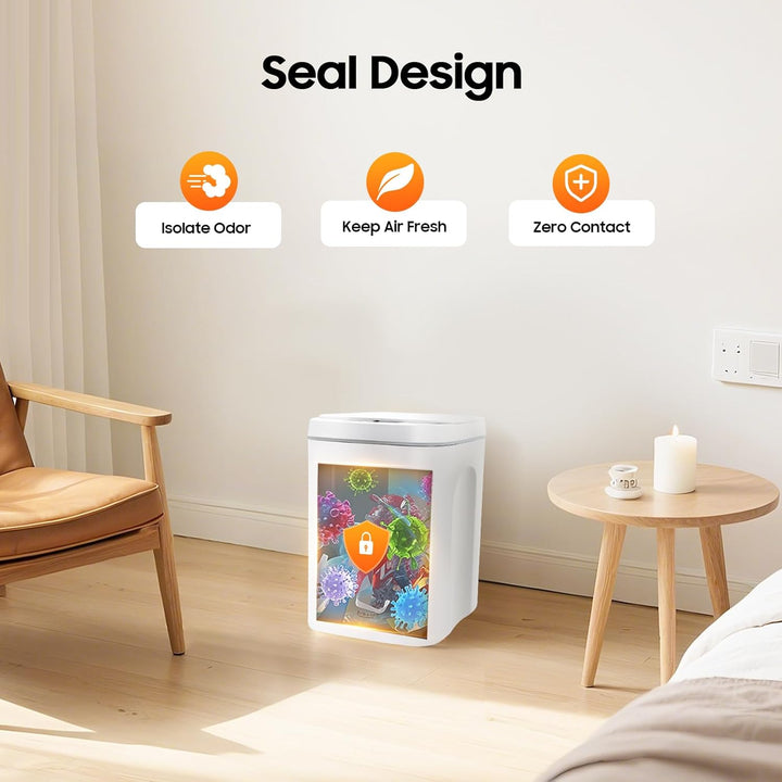 Automatischer Abfalleimer mit Sensor 16L weiss - Kontaktloser Abfalleimer für Küche, Bad, Toilette o