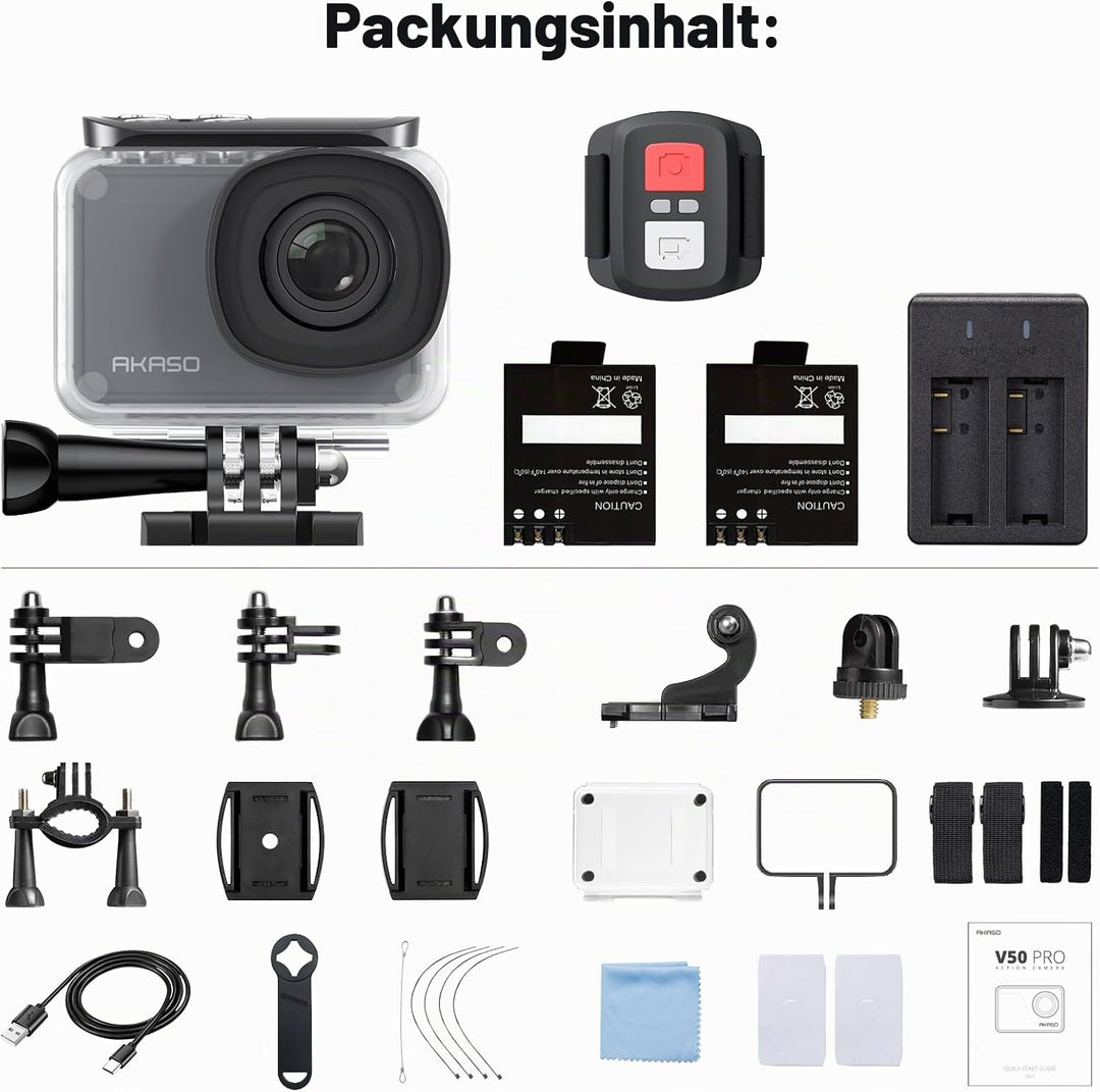 AKASO V50 Pro Sportkamera, 4 K, 30 fps, 20 MP, WiFi – Kamera 4 K, wasserdicht, Ultra HD, EIS-Stabili